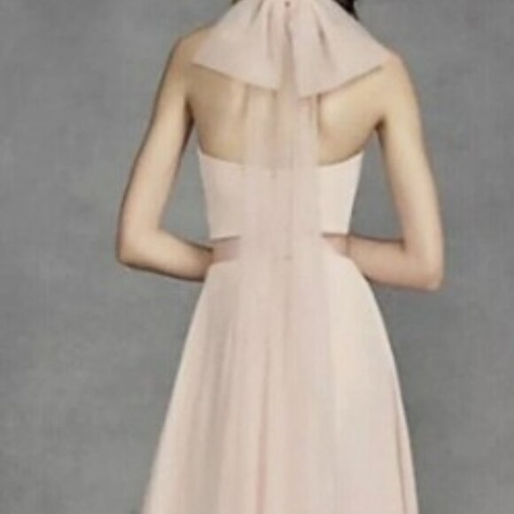 Vera Wang NWT - Blush Chiffon Halter Bridesmaid Dress – Size 8 - Picture 6 of 16